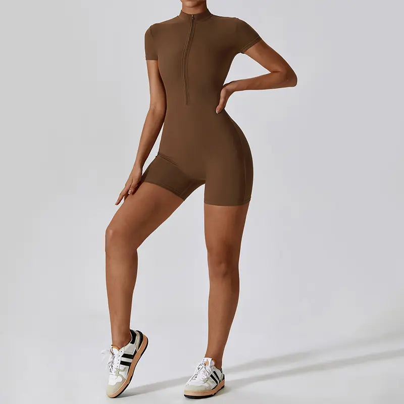 Women's High Elastic Sports Jumpsuit - V-neck Design
