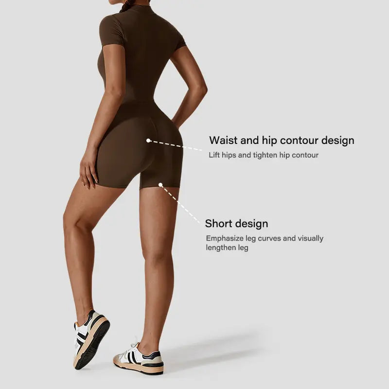 Women's High Elastic Sports Jumpsuit - V-neck Design