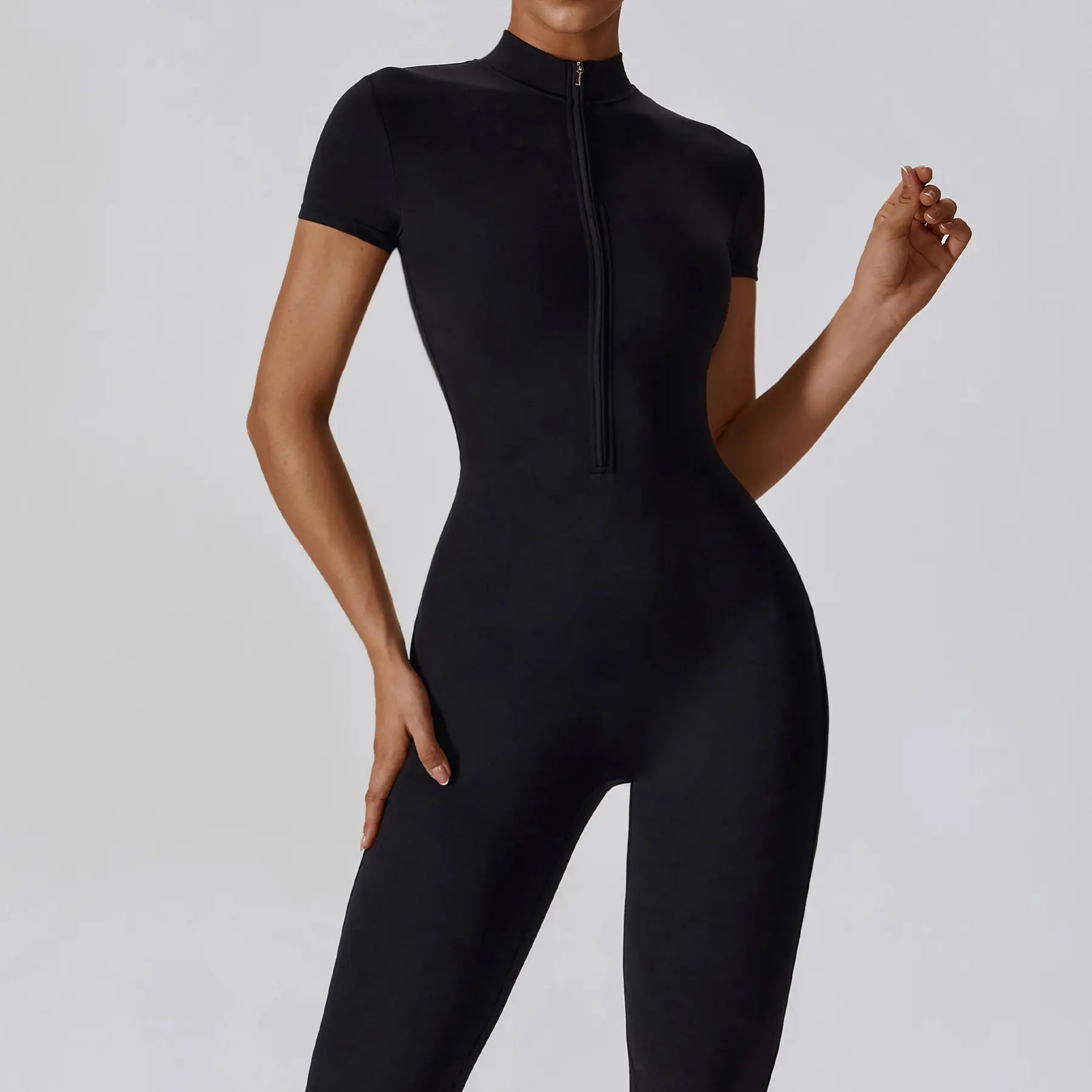 Women's Summervibes Zip-Front Short-Sleeve Bodysuit for Yoga & Gym
