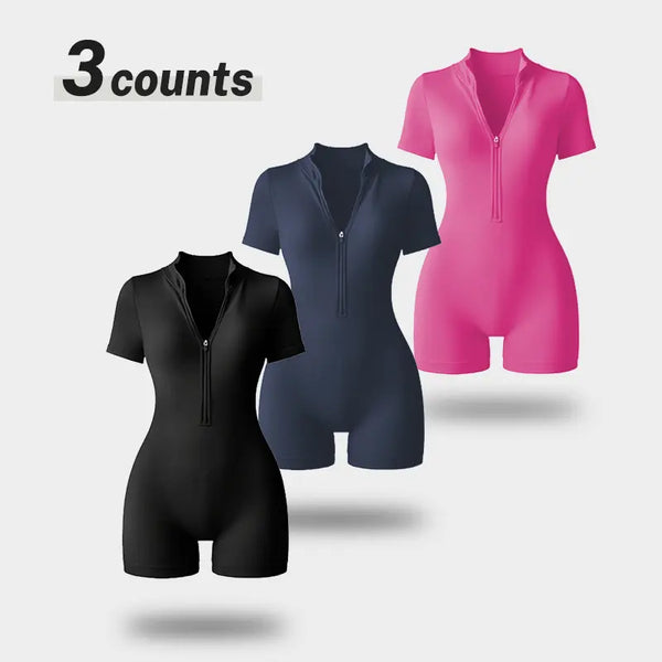 Women's High Elastic Sports Jumpsuit - V-neck Design