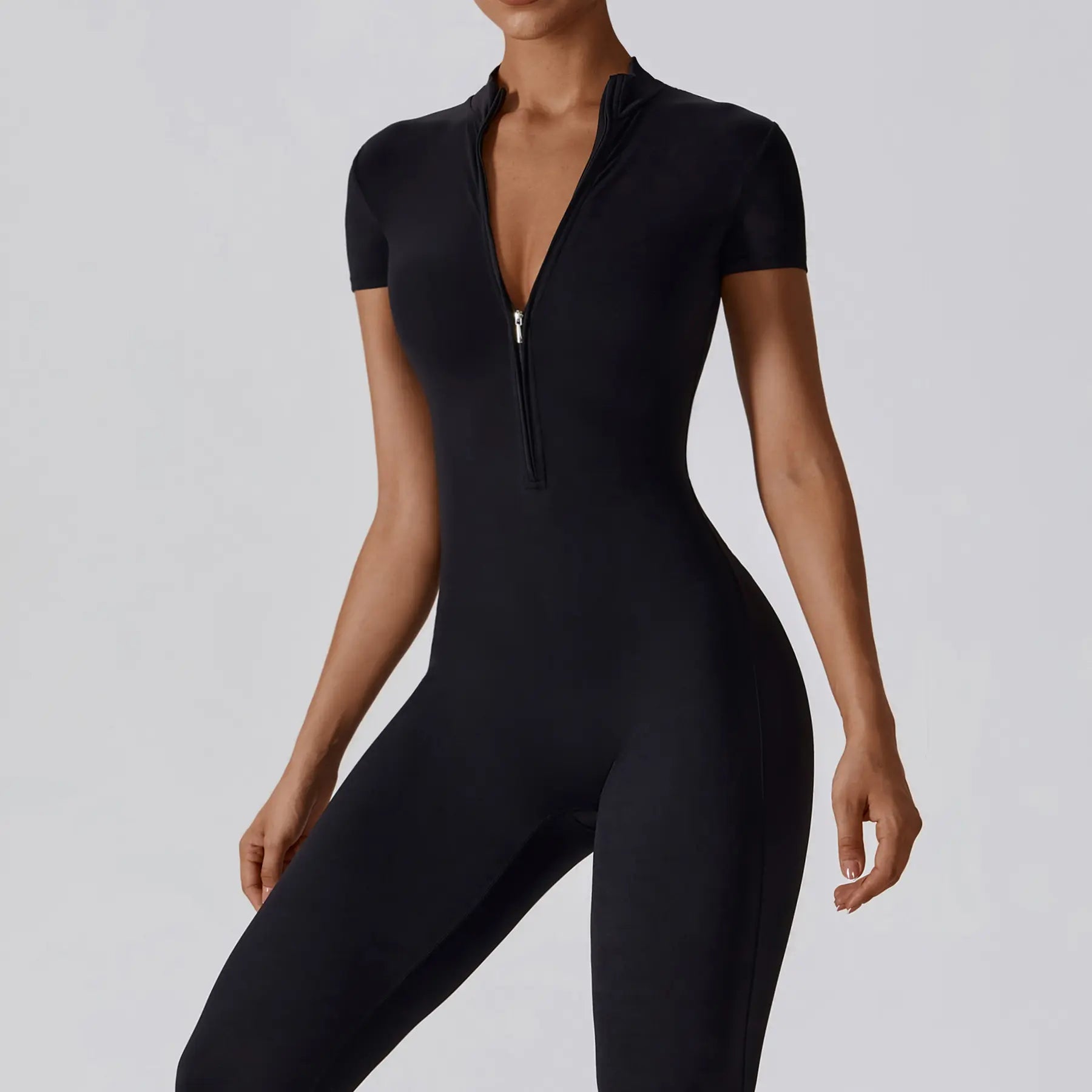 Women's Summervibes Zip-Front Short-Sleeve Bodysuit for Yoga & Gym