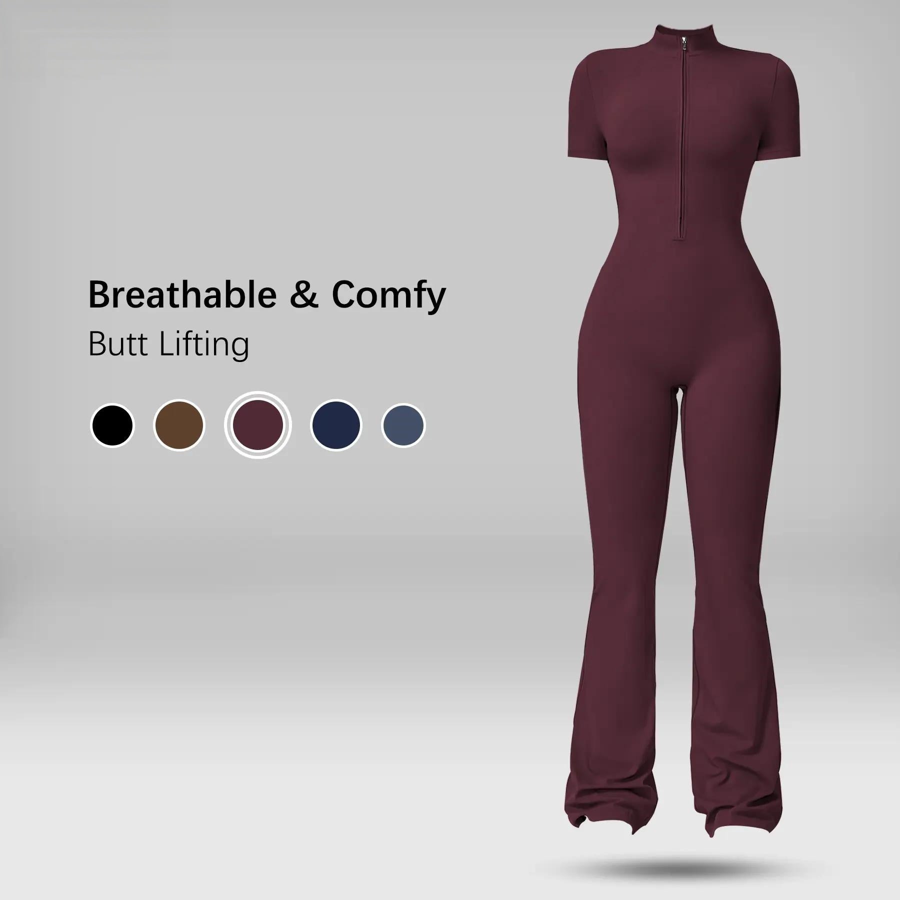 Women's Summervibes Zip-Front Short-Sleeve Bodysuit for Yoga & Gym